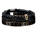 Bracelete caveira banhado a rodio negro